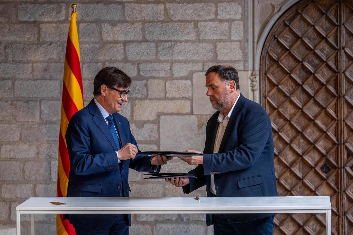 Salvador Illa y Oriol Junqueras sellan el pacto de presupuestos y consolidan la legislatura