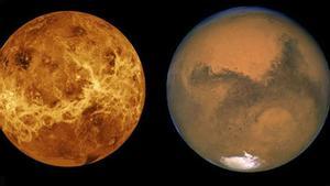 Los planetas “gemelos” de la Tierra: Marte y Venus.