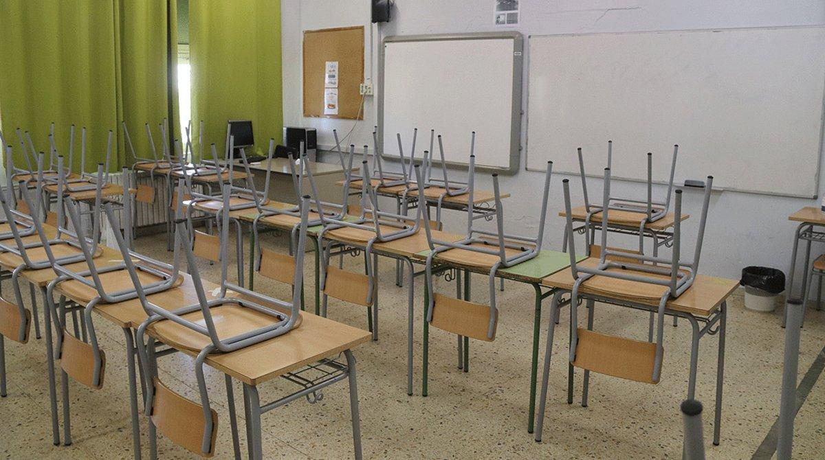 Aula vacía de un instituto de Tarragona, el 29 de mayo.