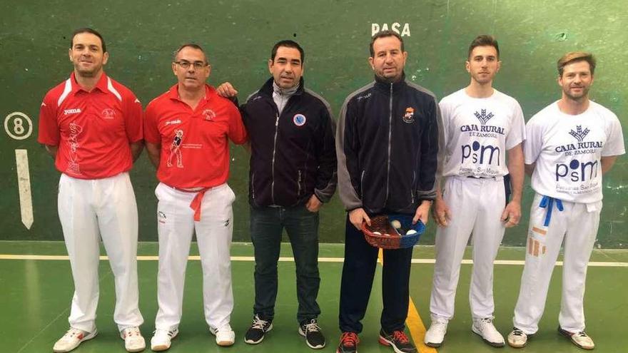 Imagen previa al duelo de mano parejas entre Club Caja Rural Pecuarias San Miguel y CP Leganés.