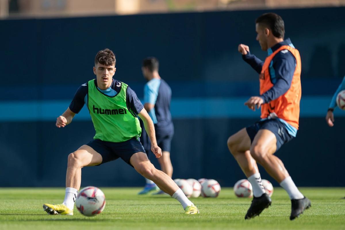 Gabilondo y Luismi, en el entrenamiento de este martes.