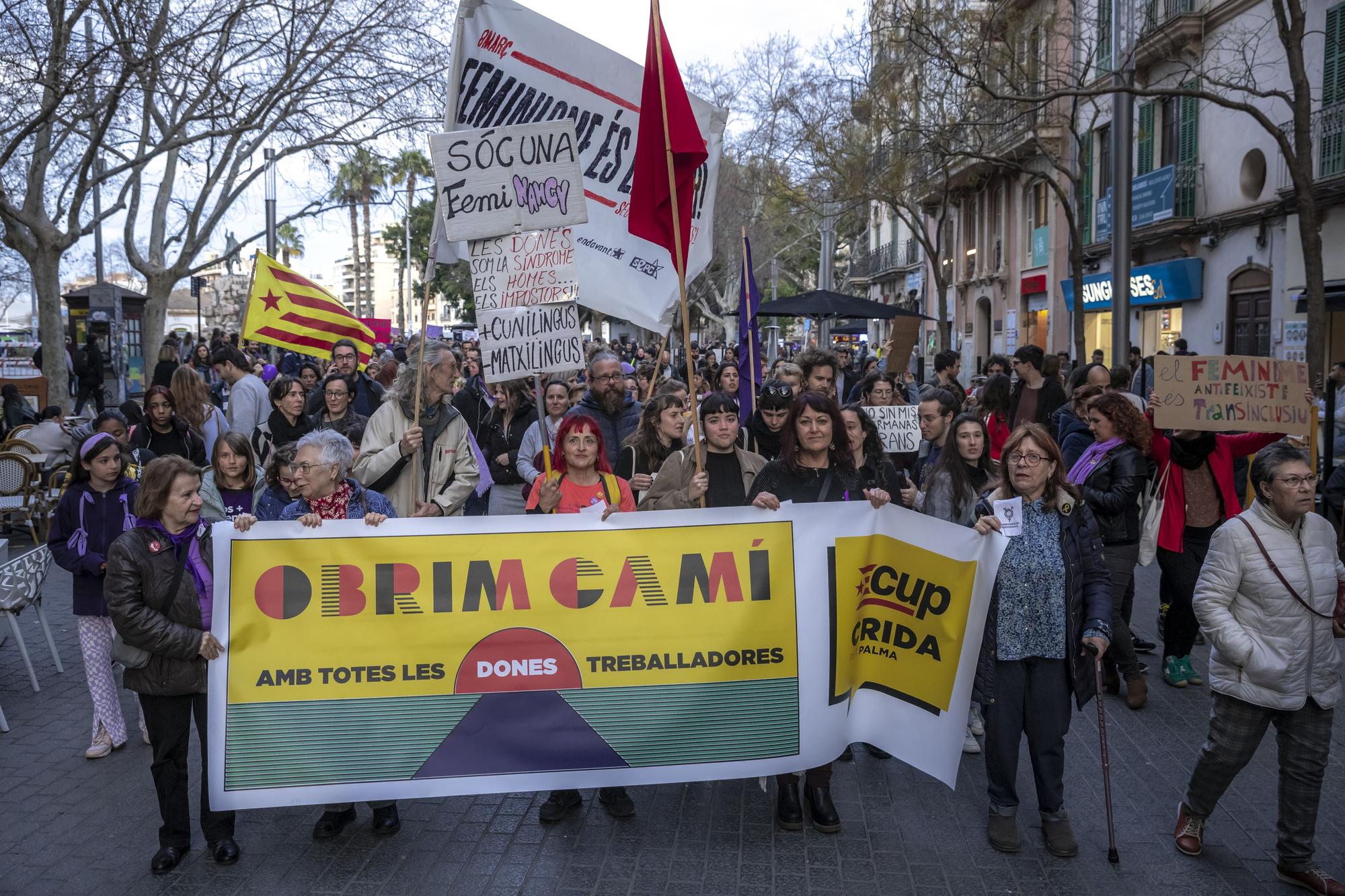 Manifestación feminista en Palma alternativa a favor de los derechos trans