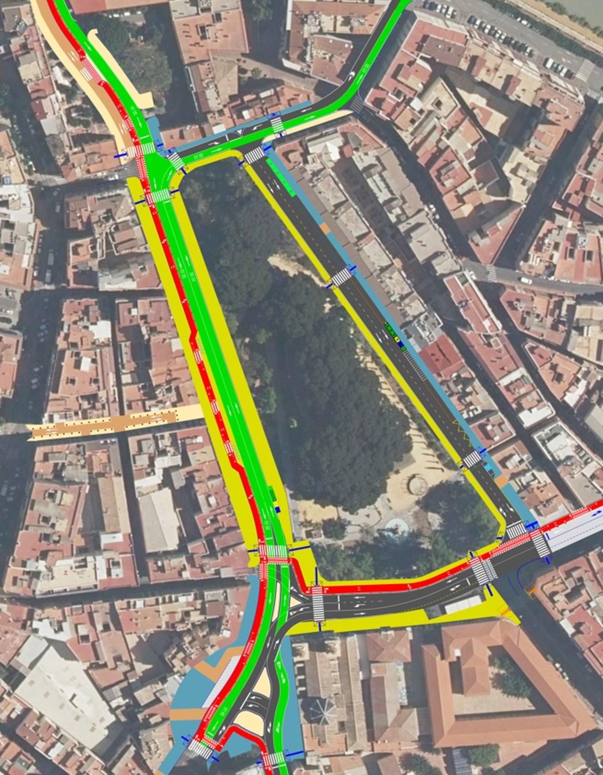 Proyección en planta del nodo intermodal de Floridablanca