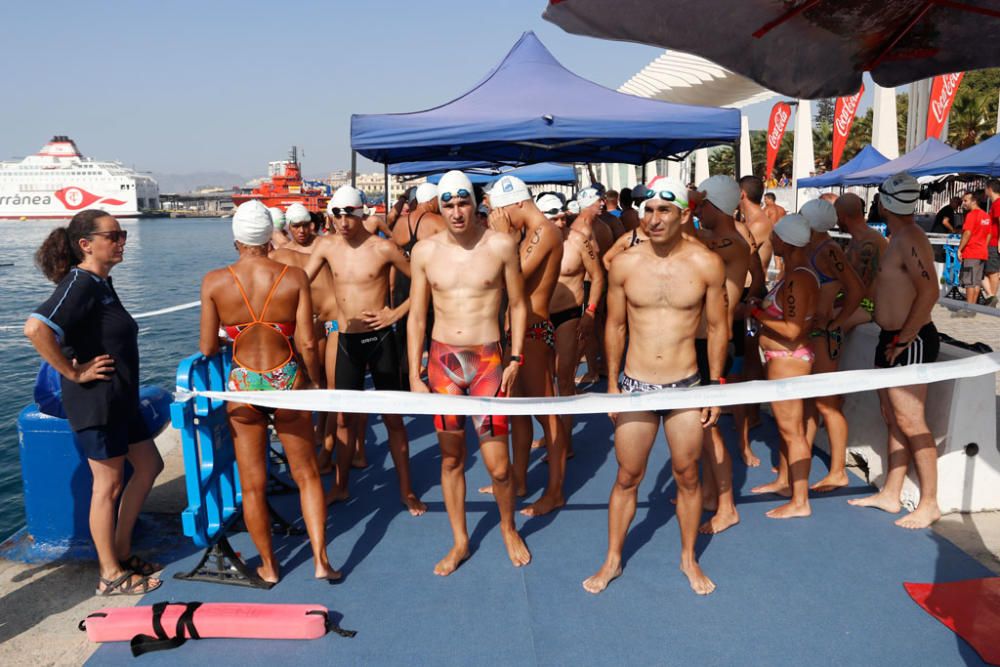 Este domingo se ha celebrado la 60ª edición de la Travesía a Nado del Puerto de Málaga, en la que han participado casi medio millar de nadadores