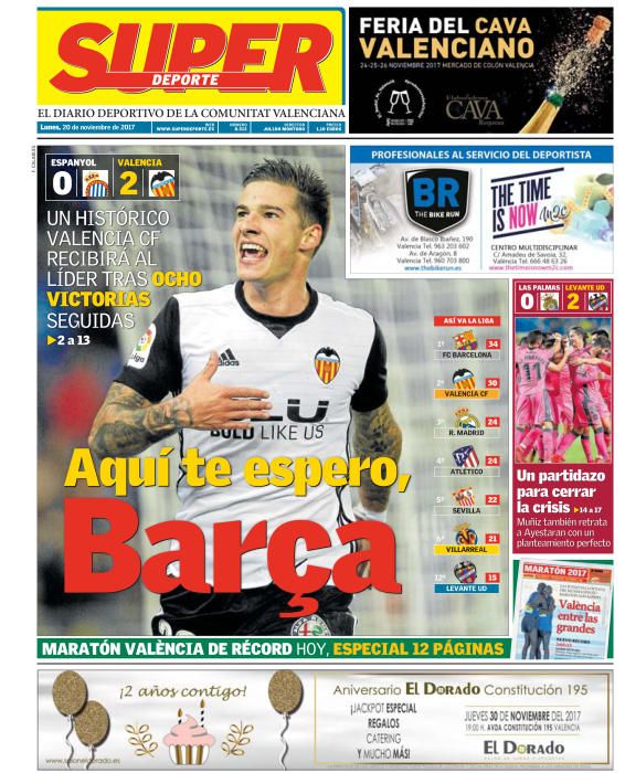 Portada lunes 20 de noviembre de 2017