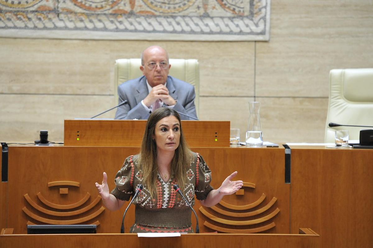 La diputada del PSOE Lara Garlito, en la Asamblea de Extremadura.