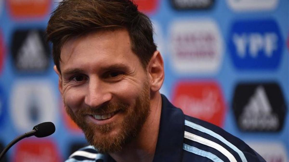 Messi, durante su conferencia de prensa en la selección