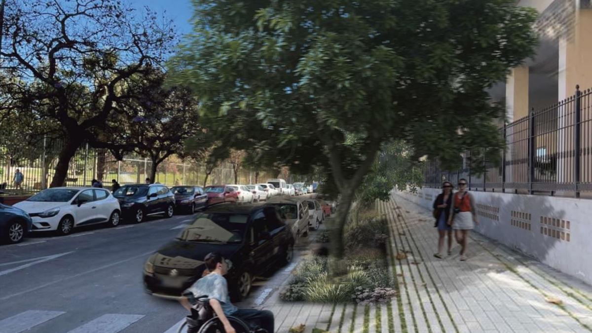 Infografía de cómo quedará la calle María Villanueva Gallego tras la intervención en Huelin.