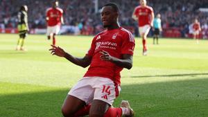 Soccer Football - Premier League - Nottingham Forest v Manchester City - The City Ground, Nottingham, Britain - March 8, 2025 Nottingham Forests Callum Hudson-Odoi celebrates scoring their first goal REUTERS/Chris Radburn EDITORIAL USE ONLY. NO USE WITH UNAUTHORIZED AUDIO, VIDEO, DATA, FIXTURE LISTS, CLUB/LEAGUE LOGOS OR LIVE SERVICES. ONLINE IN-MATCH USE LIMITED TO 120 IMAGES, NO VIDEO EMULATION. NO USE IN BETTING, GAMES OR SINGLE CLUB/LEAGUE/PLAYER PUBLICATIONS. PLEASE CONTACT YOUR ACCOUNT REPRESENTATIVE FOR FURTHER DETAILS. FDCL
