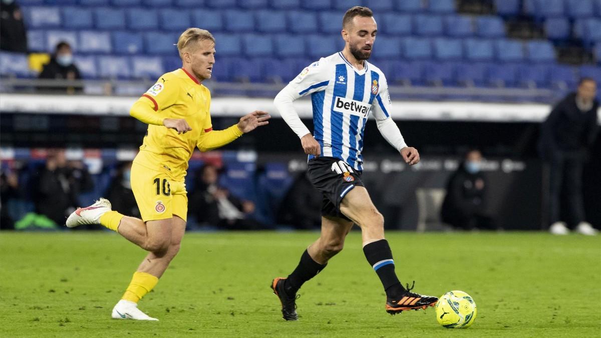 Sáiz y Darder, en el partido de la primera vuelta en el RCDE Stadium