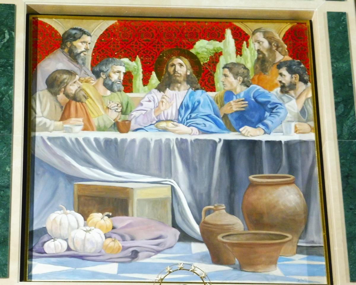 Detalle de las calabazas en el retablo.