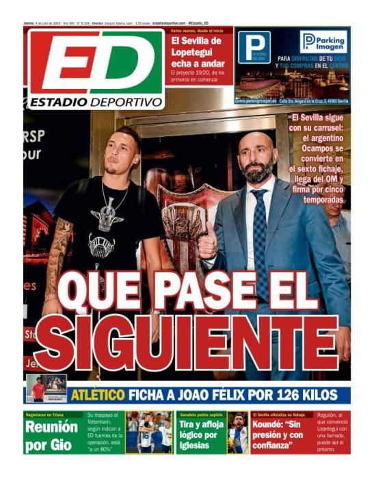 Portada ESTADIO DEPORTIVO jueves 4 de julio 2019