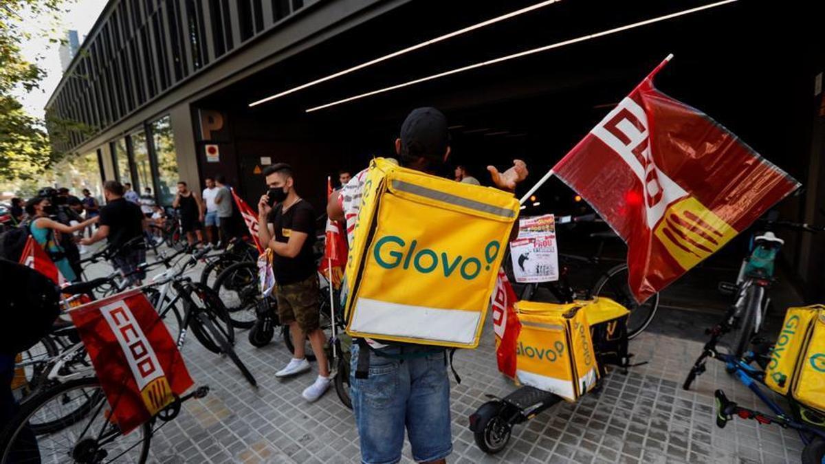 Manifestación de riders convocada por CCOO en Barcelona