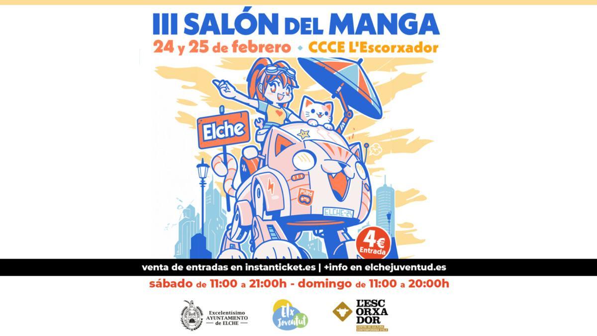 Cartel promocional del III Salón del Manga en Elche este próximo fin de semana