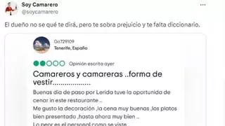 "Lo peor es como se viste": Soy Camarero pone firme a un tinerfeño por su crítica en TripAdvisor