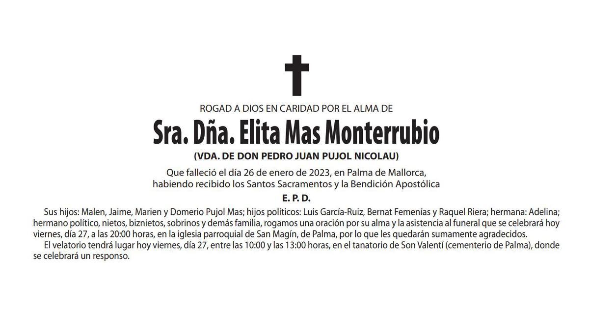 Sra. Dña. Elita Mas Monterrubio