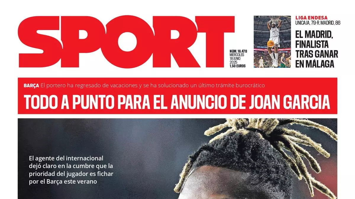 La portada de SPORT de hoy mircoles, 18 de junio de 2025