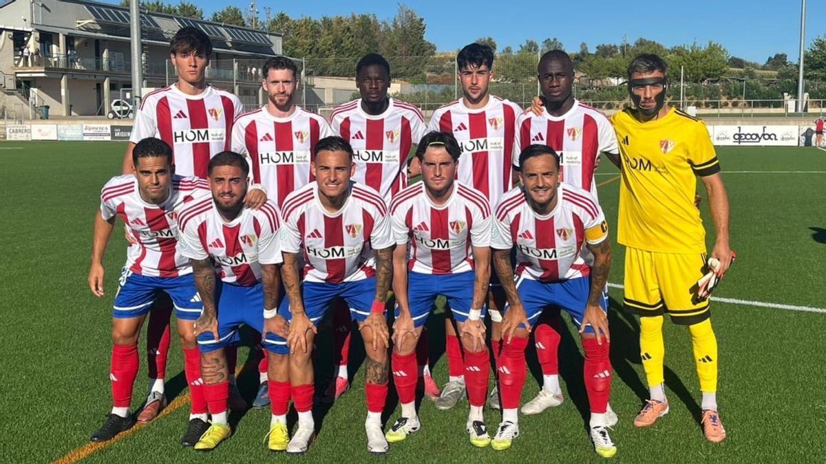 Once inicial de la UD Barbastro, en el amistoso ante el CF Calamocha (2-0).