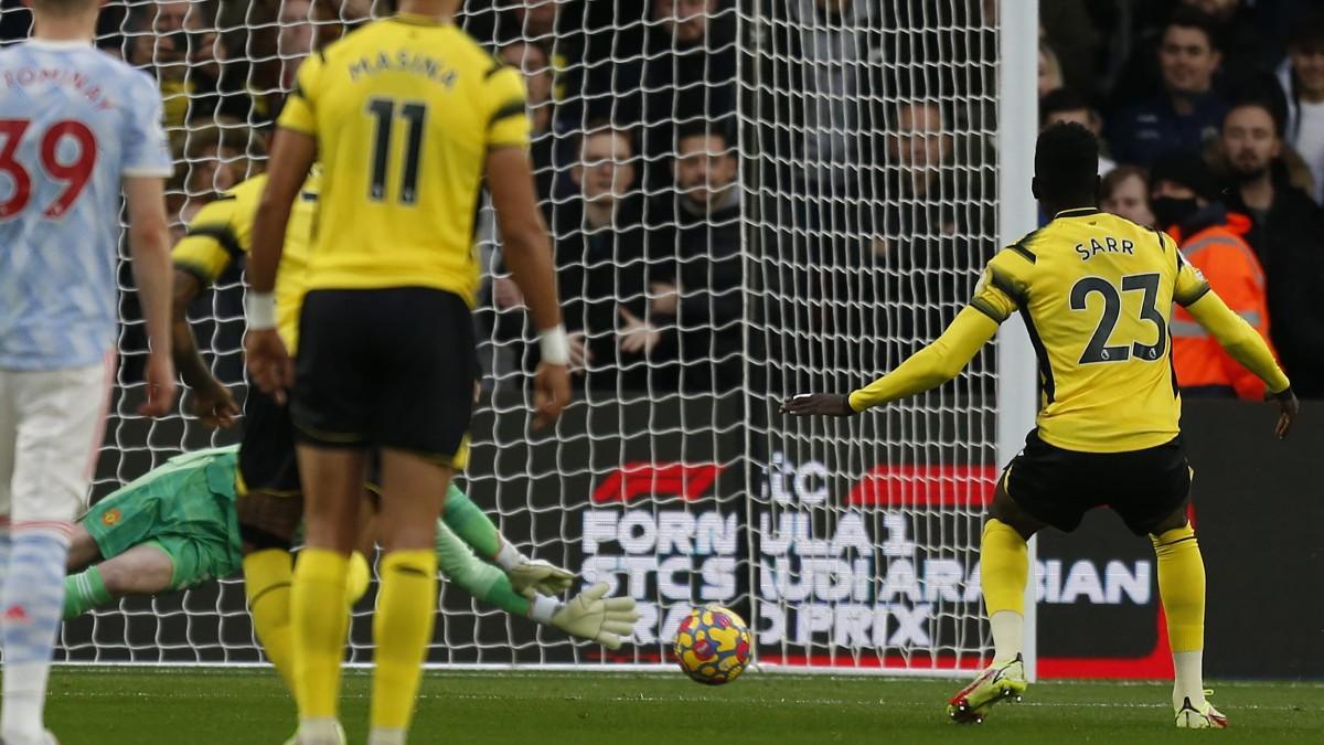 Sarr marcó uno de los tantos del Watford en la goleada al United