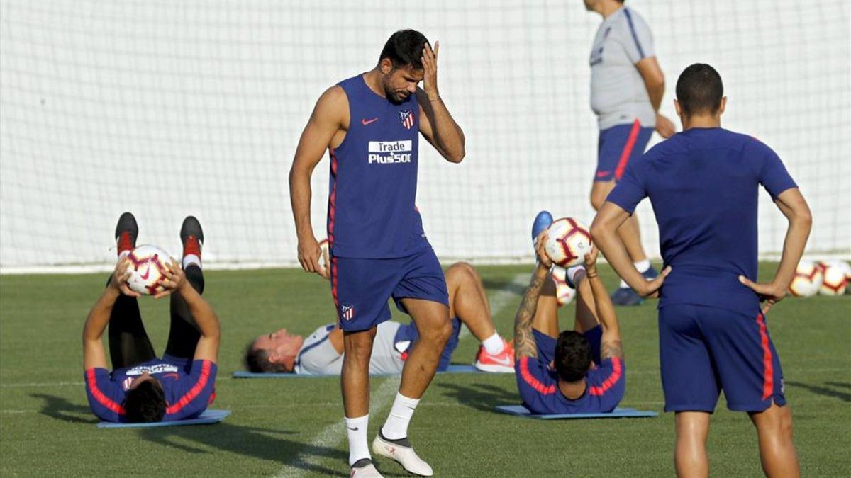 El Atlético de Madrid realizando ejercicios