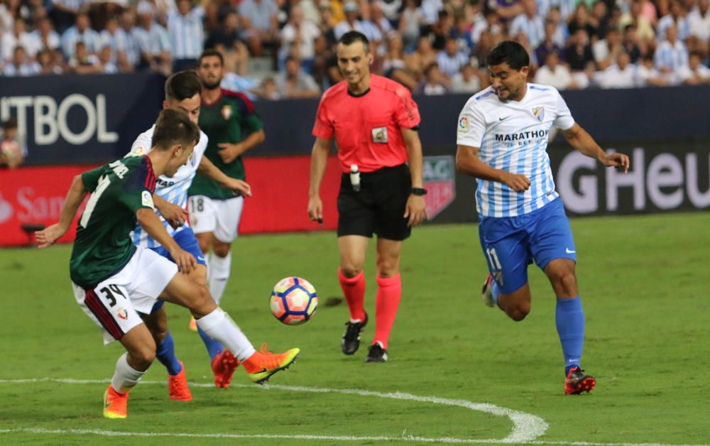 El Málaga no pudo pasar del empate frente al Osasuna en La Rosaleda en el arranque de campeonato.