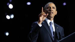  Barack Obama, durante su discurso de despedida en Chicago.