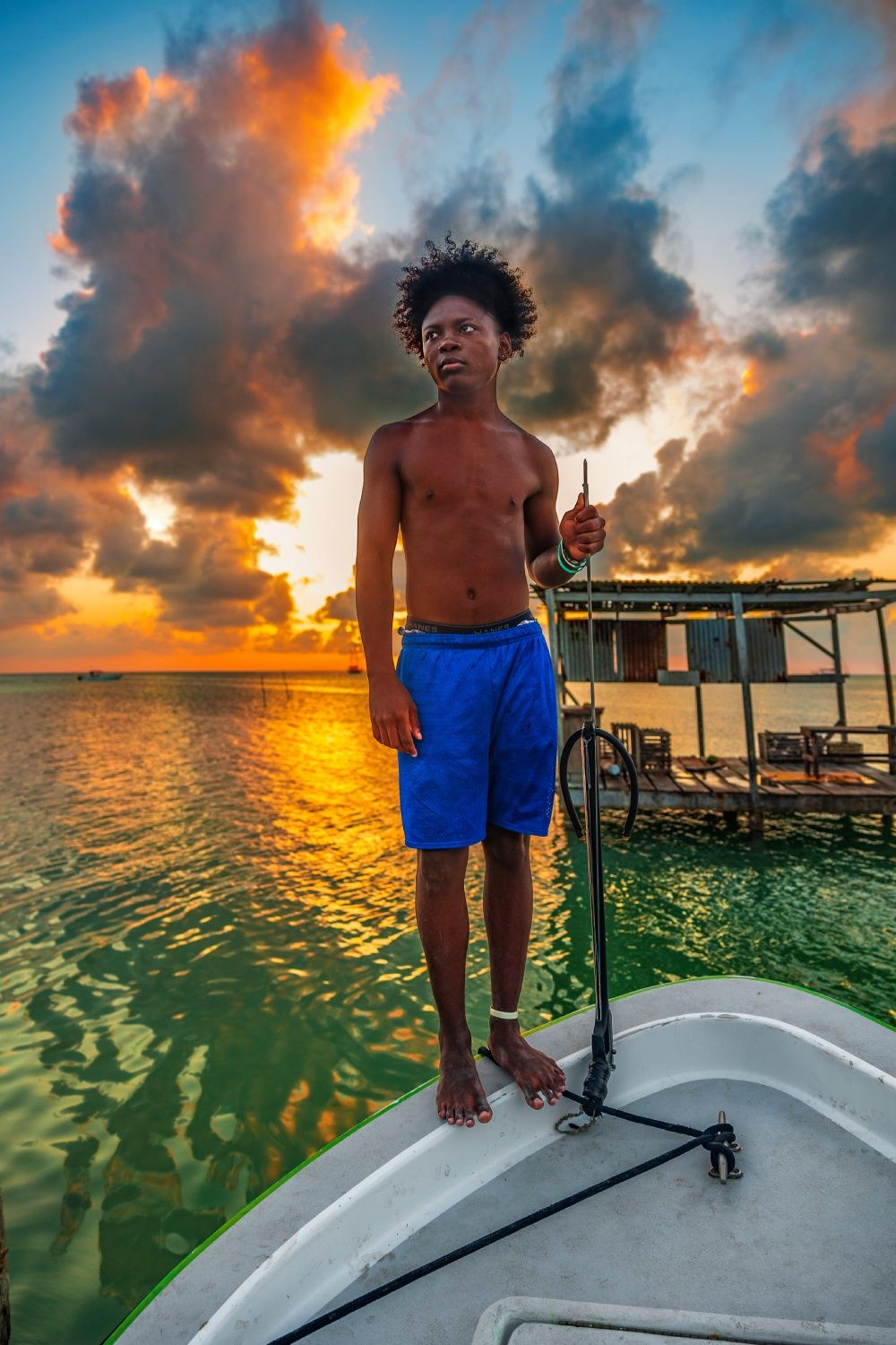 Pescador en Cayo Caulker.