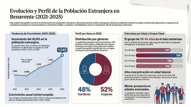 La población extranjera ha crecido en Benavente un 42,6% en los últimos cinco años.