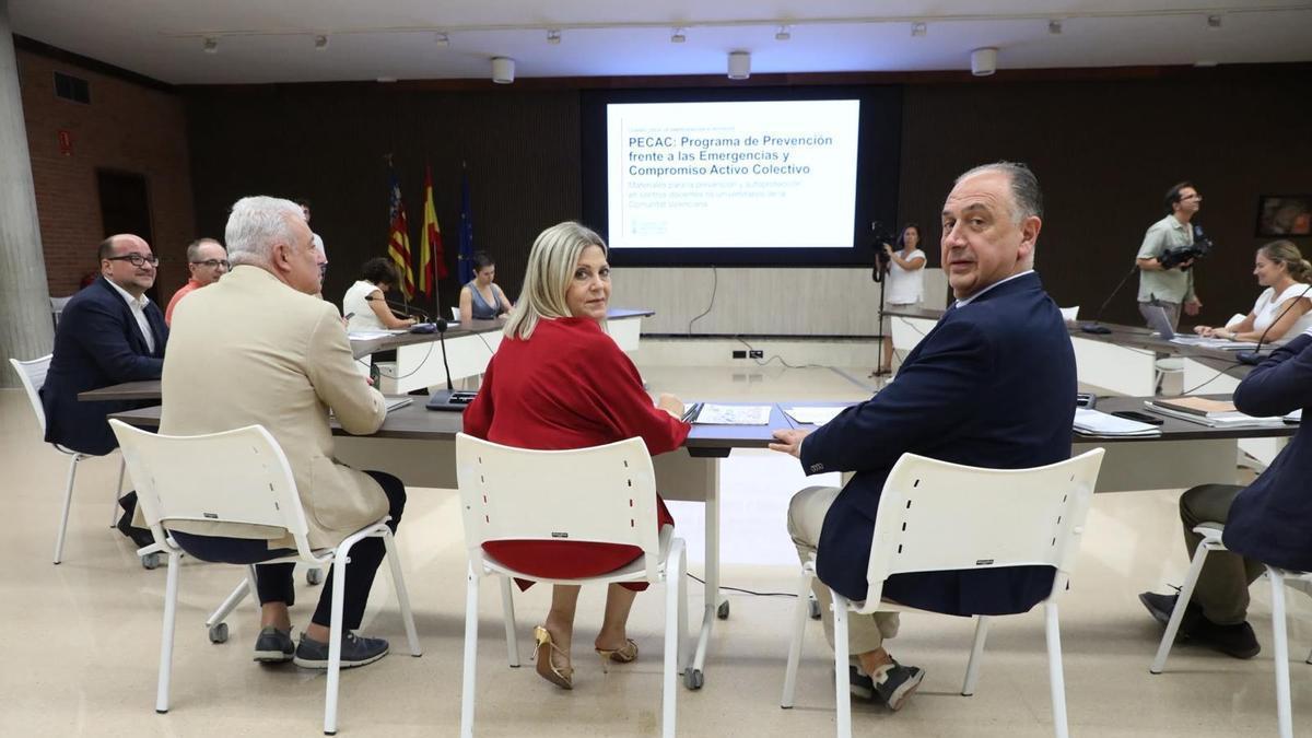 Presentación de los materiales en la reunión de trabajo.