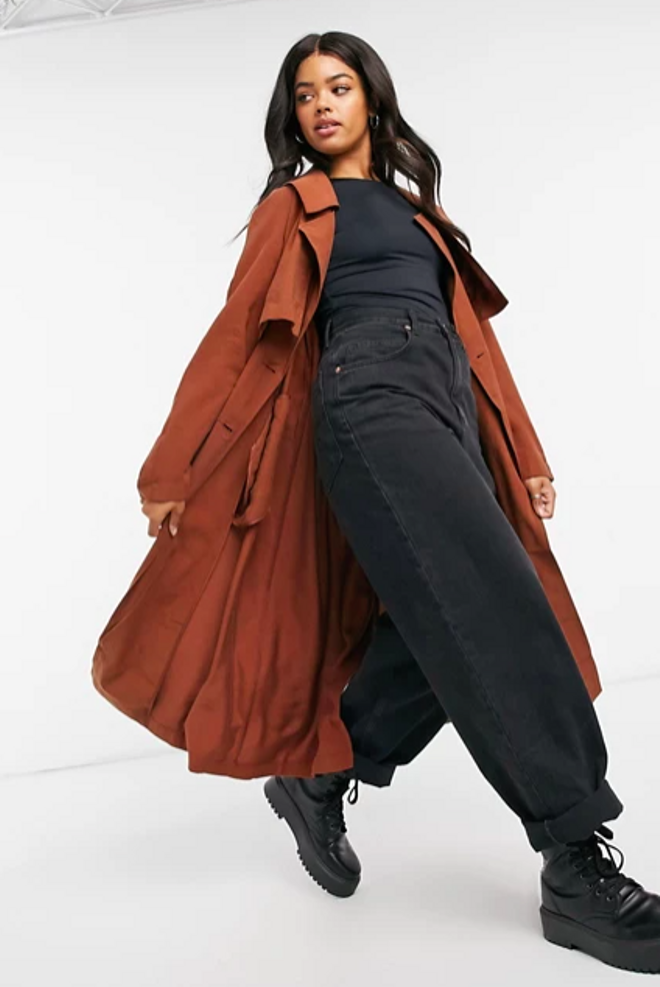 Gabardina marrón de corte holgado de ASOS DESIGN
