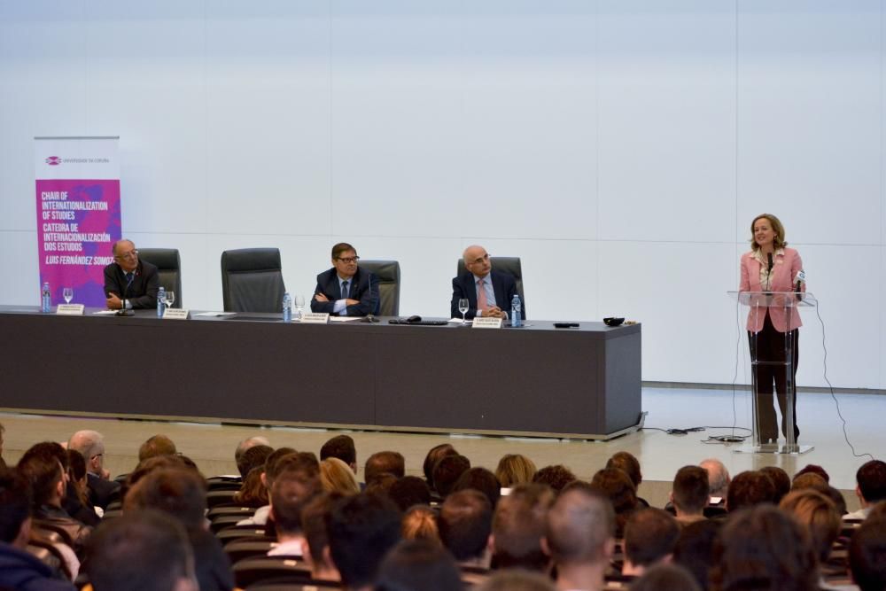 Nadia Calviño, en la Universidade da Coruña