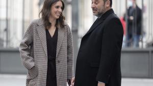 Los exministros Irene Montero y José Luis Ábalos, en una imagen de febrero de 2022 en el patio del Congreso de los Diputados.