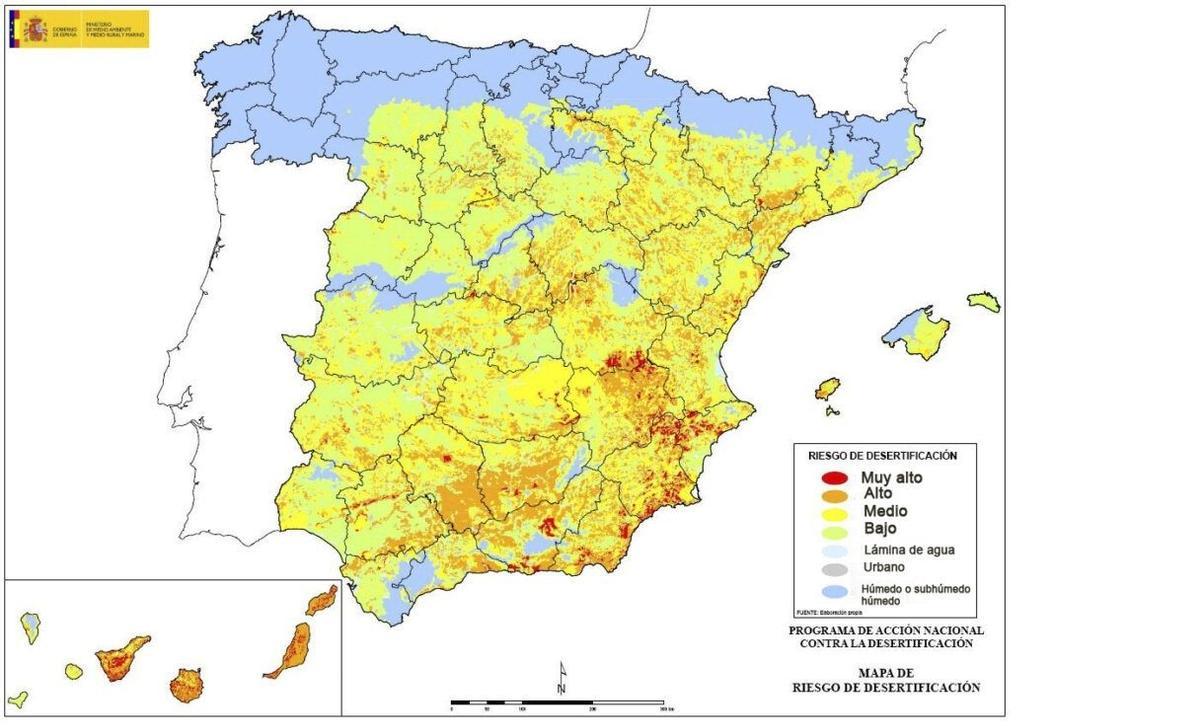 Mapa del riesgo de desertificación