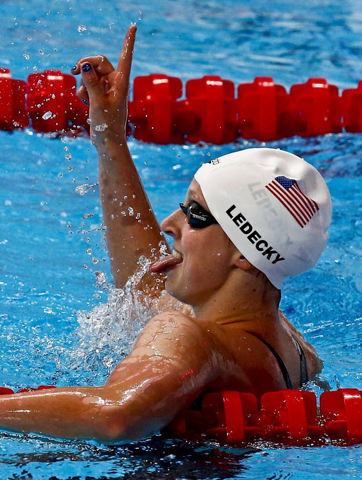 La estadounidense Katie Ledecky, durante las semifinales del 1.500 en las que ha batido el récord del mundo