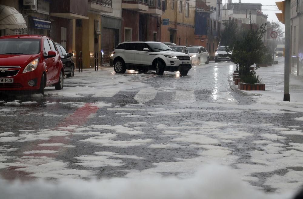 La Ribera cubierta de granizo