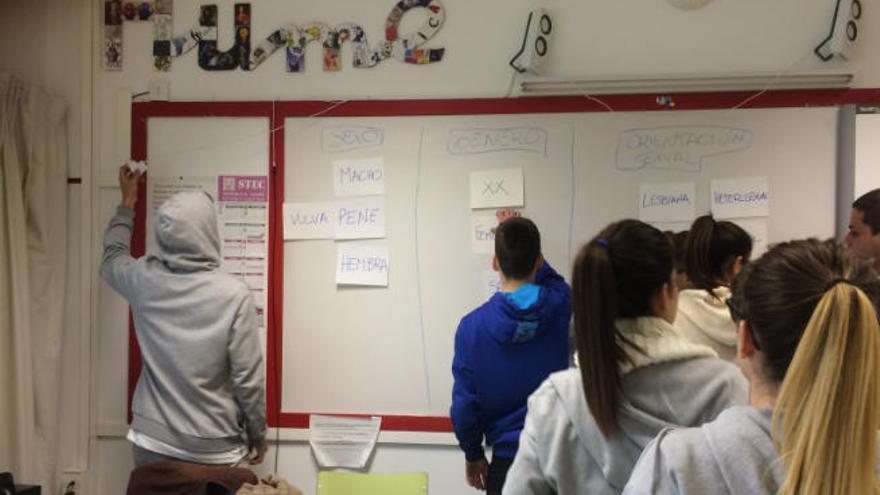 Alumnos en un taller del proyecto Enrédate sin Machismo en el aula.