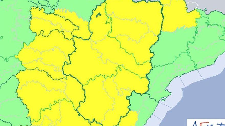 Alerta amarilla por intensas precipitaciones y tormentas en todo Aragón