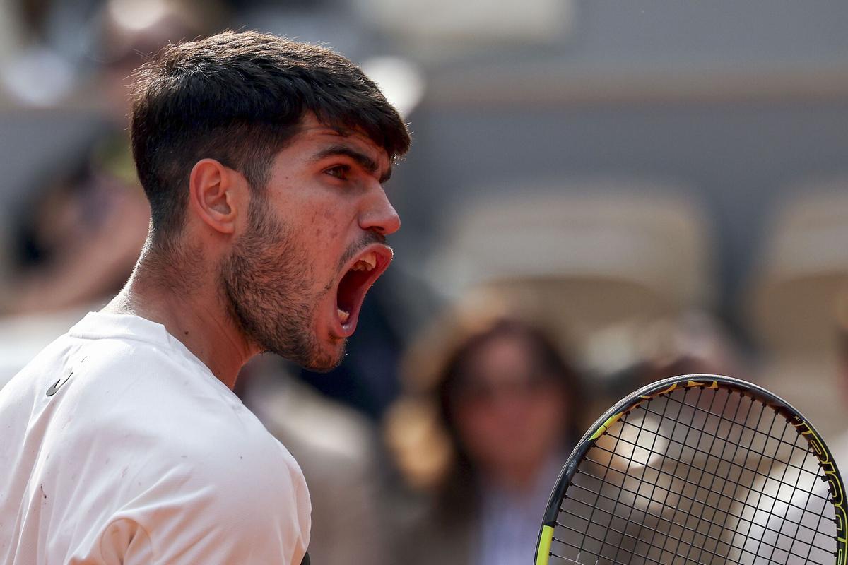 Alcaraz, durante su final contra Jannik Sinner