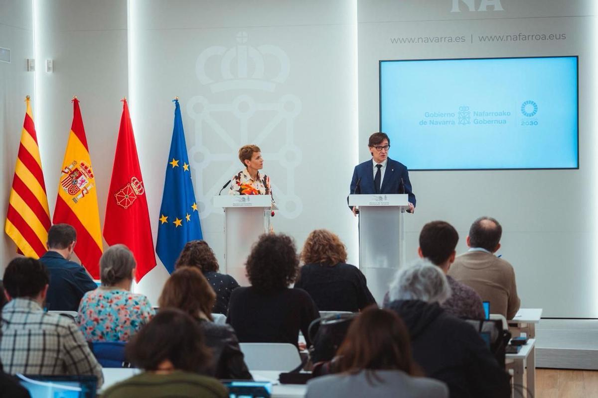 Illa y Chivite, durante la comparecencia conjunta en Pamplona