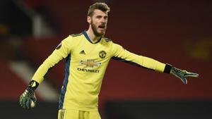 De Gea, atento bajo palos ante el Granada: la parada con los pies en Old Trafford