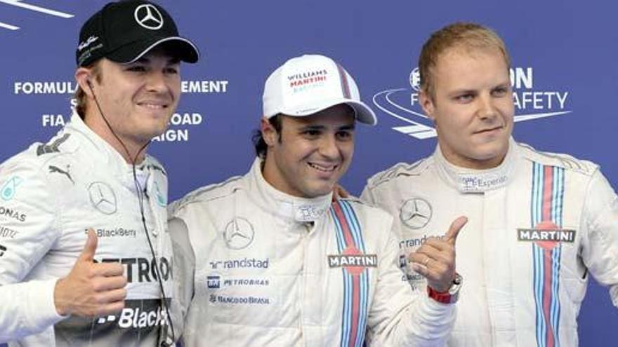 Massa, junto a Bottas y Rosberg.