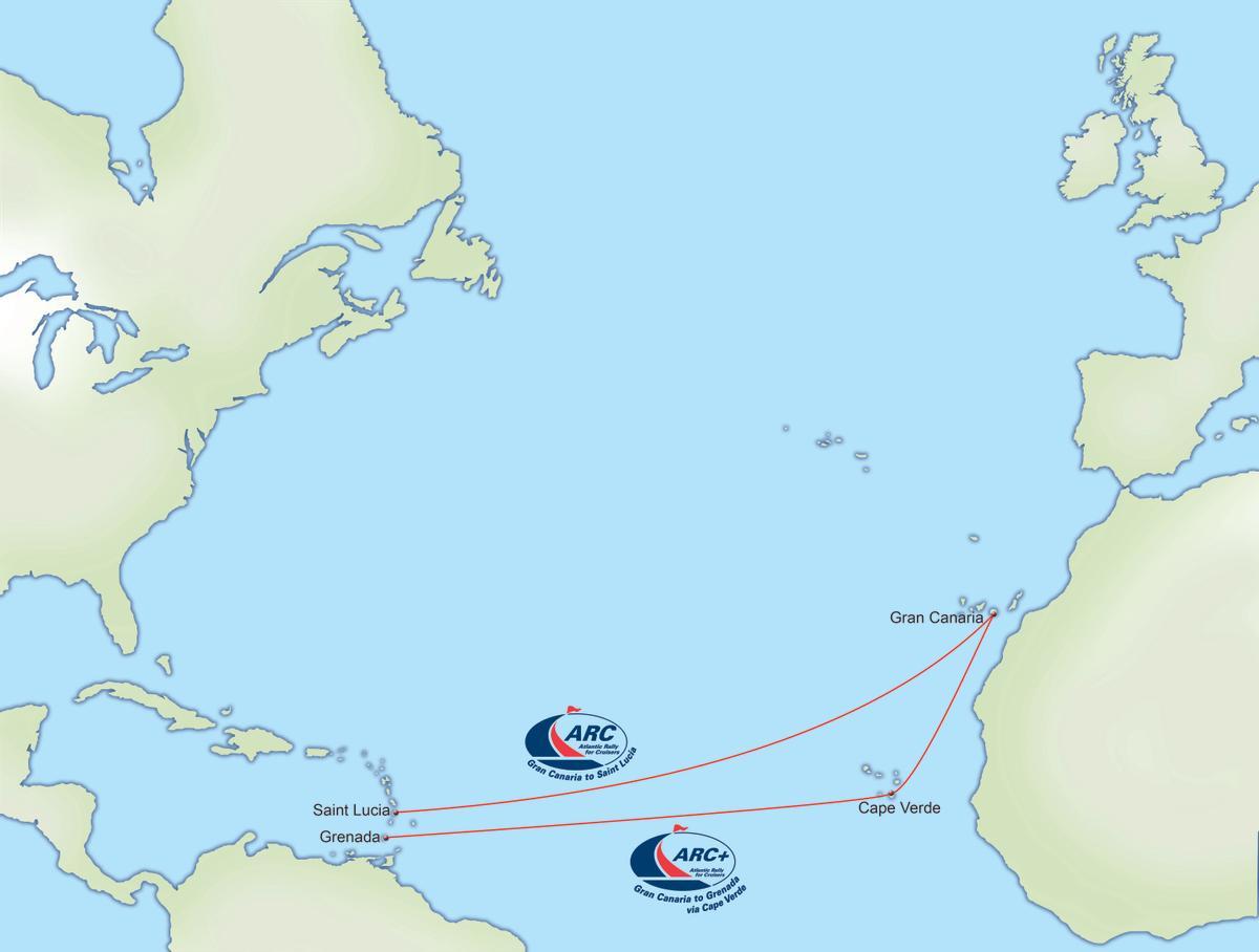 Mapa con las rutas organizadas por el World Cruising Club