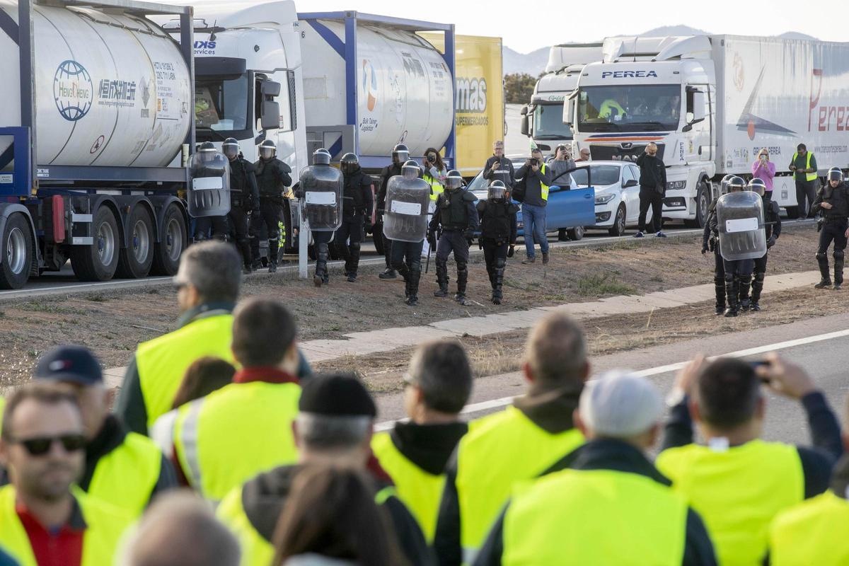 Las protestas, en la AP-7, en Murcia