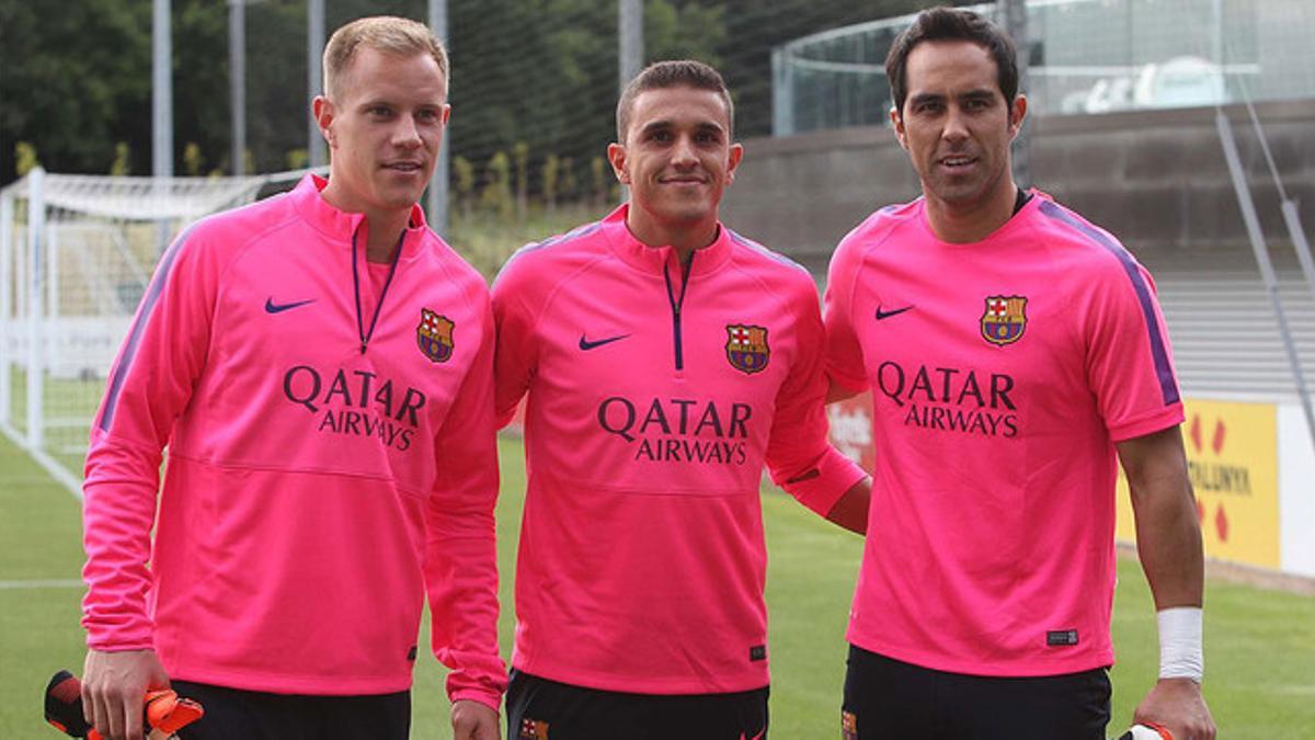 Ter Stegen, Masip y Bravo, los tres porteros del Barça, en Saint George Park