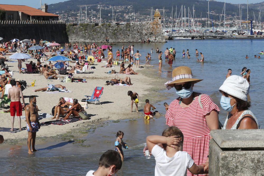 Las playas de Nigrán y Baiona soportan estos días una gran afluencia