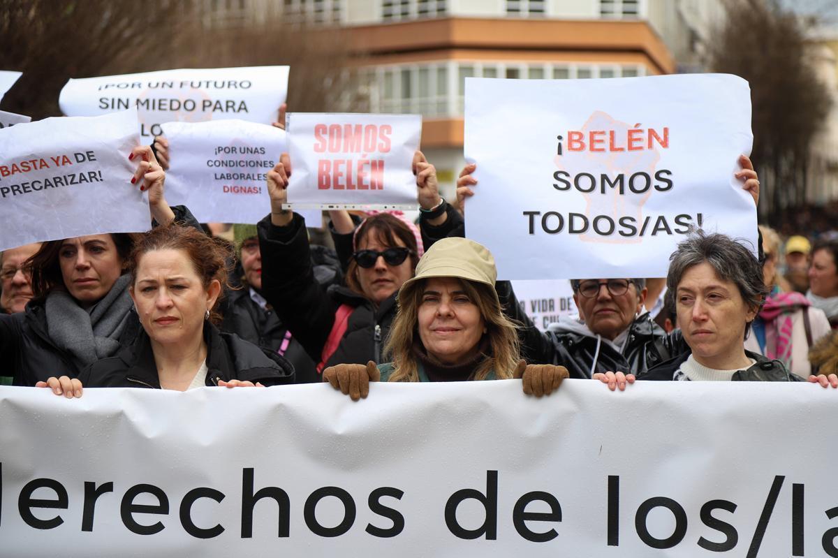 Participantes en la manifestación convocada tras el terrible crimen de Belén Cortés, en marzo de 2025.