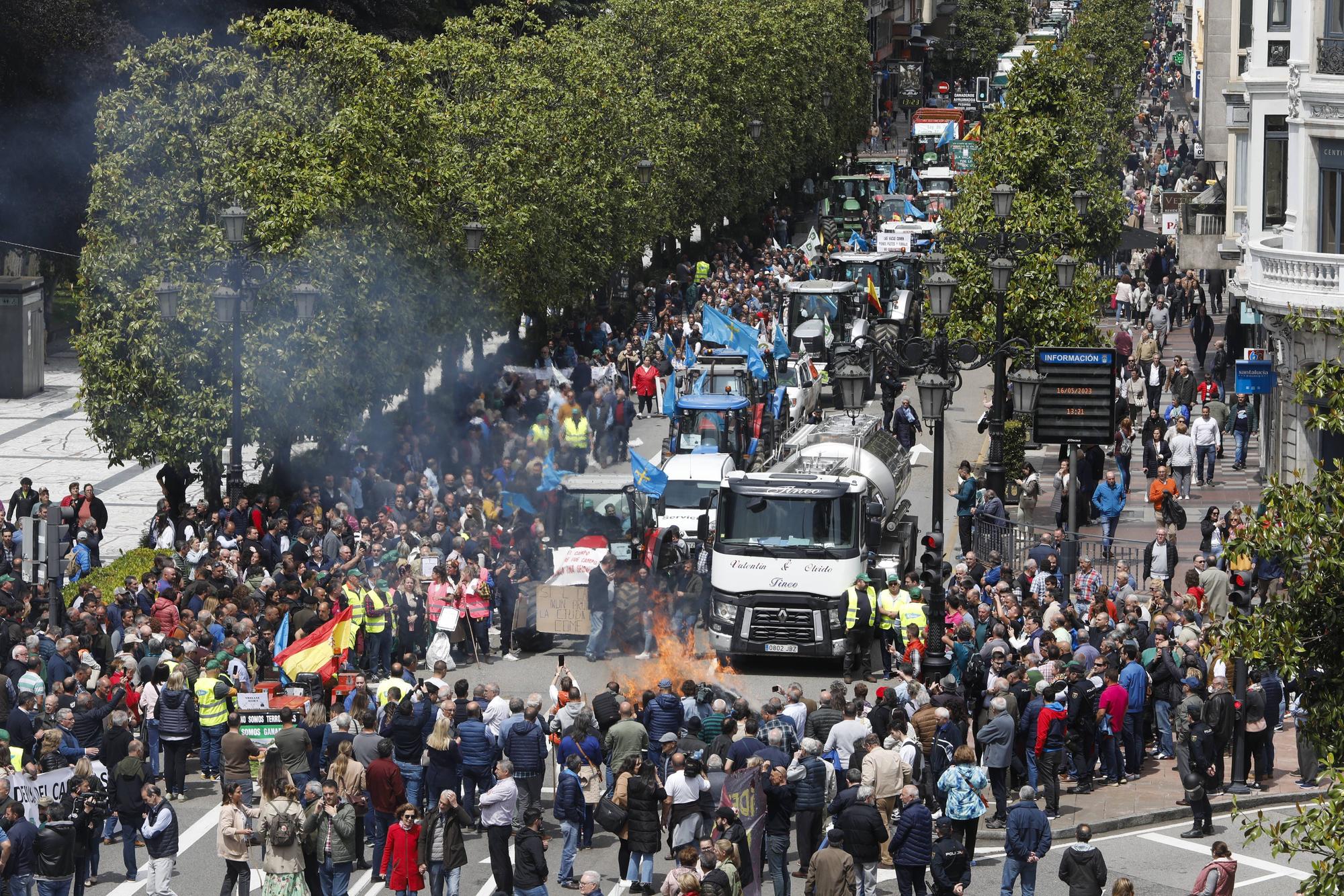 EN IMÁGENES: Así fue la tractorada de protesta del campo asturiano en Oviedo