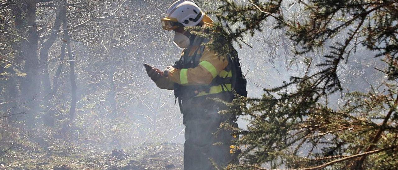 Arden 40 hectáreas en Santiago. Un incendio forestal calcinó ayer 40 hectáreas (10 arboladas y 30 de monte raso) en la parroquia de Figueiras, en Santiago. Las llamas comenzaron a las 5:50 horas de la madrugada y fueron extinguidas a las 15:11 horas, informó Medio Rural. En las tareas de extinción participaron 4 agentes, 9 brigadas, 6 motobombas, 1 pala y 4 helicópteros. Dadas las condiciones meteorológicas con viento, la Xunta prohibió desde el viernes las quemas de restos agrícolas y forestales de particulares. | XOÁN ÁLVAREZ