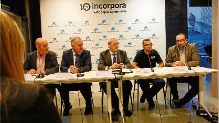 La presentació, ahir, del balanç de la primera dècada del programa d&#039;inserció laboral «Incorpora» a Girona.