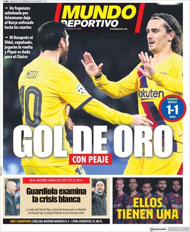 Esta es la portada de Mundo Deportivo de este 26 de febrero